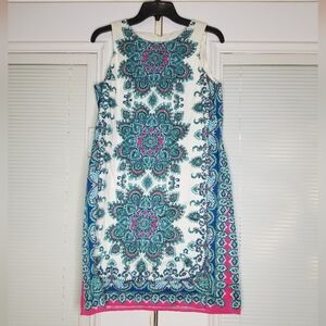 London Style Collection Patterned Cotton Shift Dress